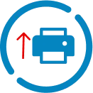 icone de impressora com seta vermelha para cima
